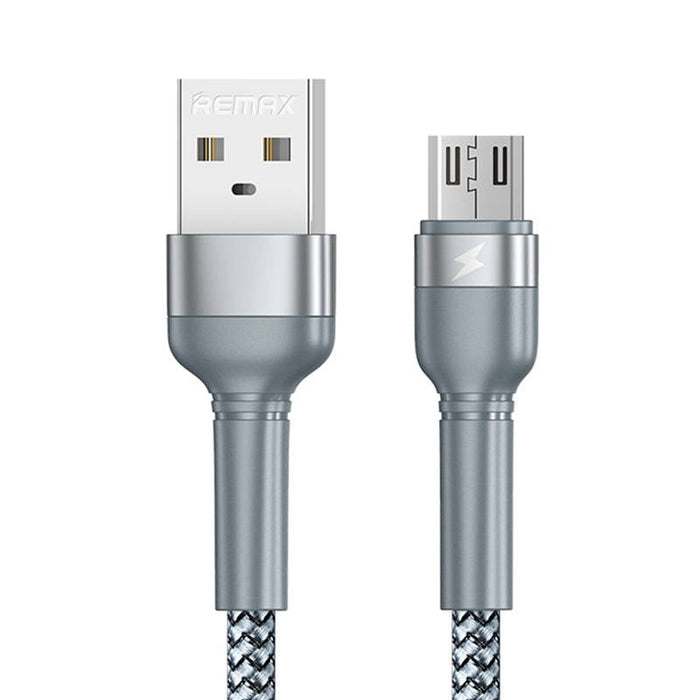 Кабел Remax Jany Alloy USB към MicroUSB 1m 2.4A сребрист