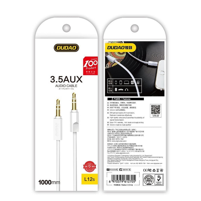 Кабел Dudao AUX mini jack 3.5mm 1m Бял