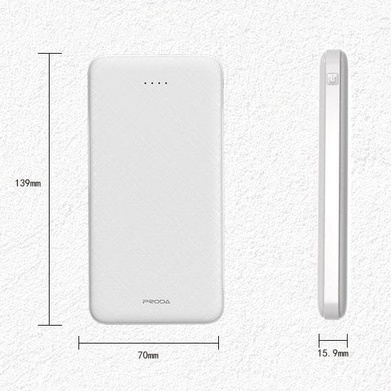 Преносима батерия Proda 10000mAh 2x USB Черен