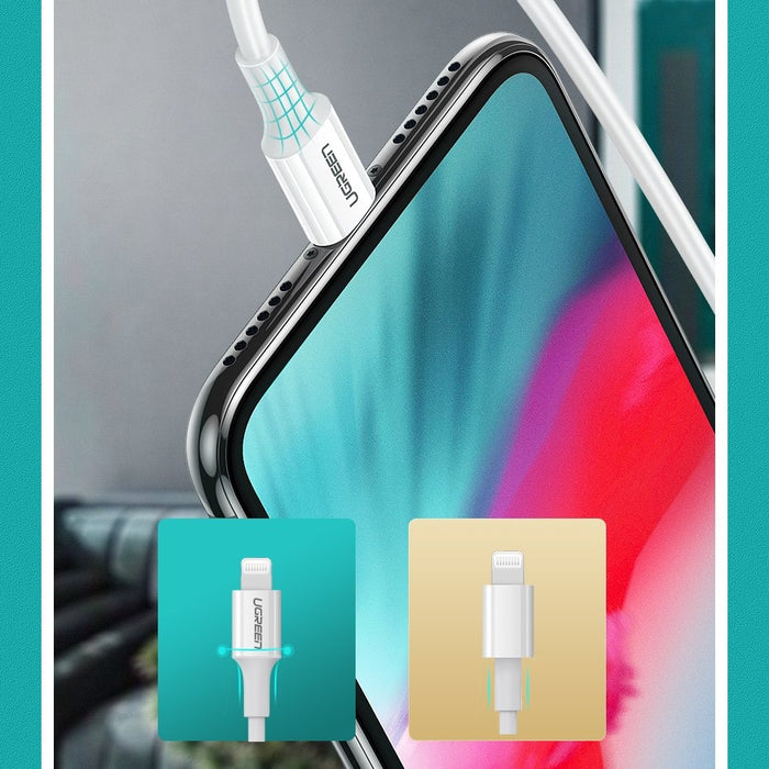 Кабел Ugreen USB - C към Lightning MFI 1m 3A 18W бял