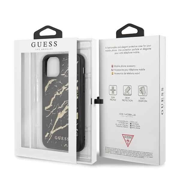 Кейс Guess Glitter Marble Glass за Apple iPhone 11 Pro Черен