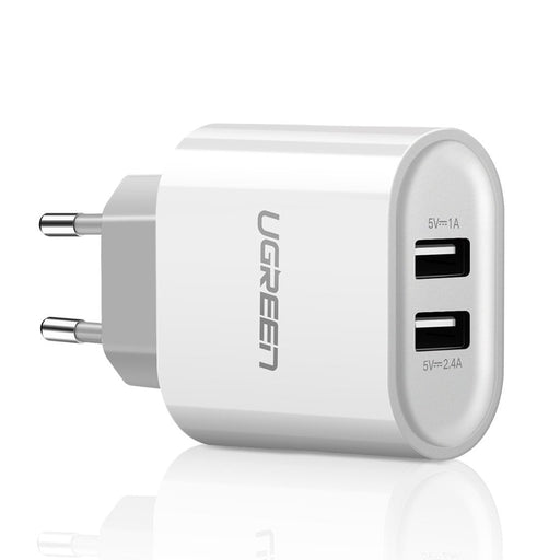 Мрежово зарядно Ugreen 2х USB 3.4A бял