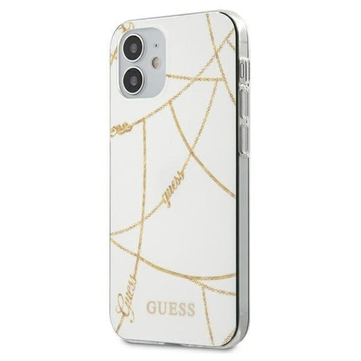 Калъф Guess TPU Gold Chain Collection за iPhone 12 Mini Бял