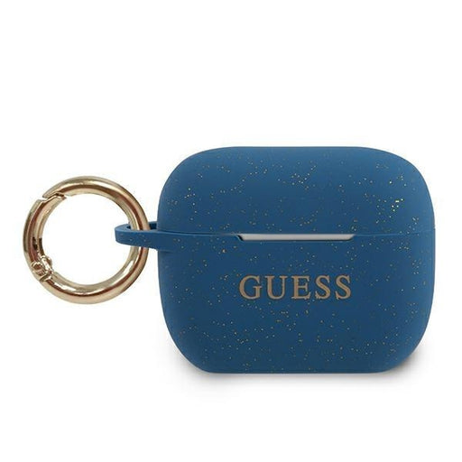 Калъф Guess Silicone Glitter за AirPods Pro син