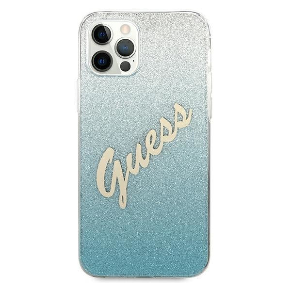 Калъф Guess Glitter Gradient Script за iPhone 12 Pro Max Син