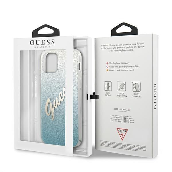 Калъф Guess Glitter Gradient Script за iPhone 12 Pro Max Син