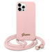 Калъф Guess Metal Logo Cord за iPhone 12 Pro Розов