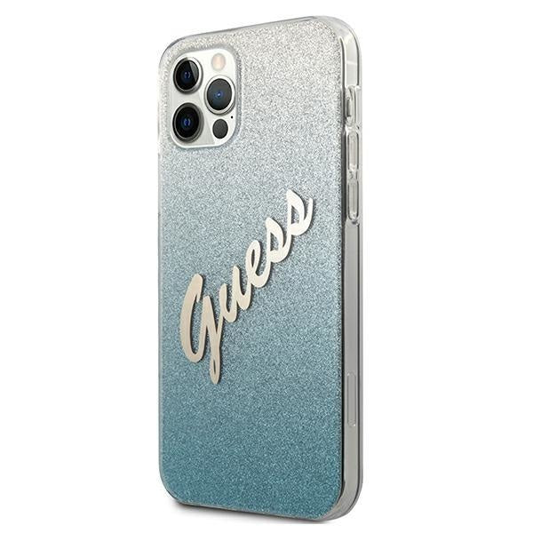 Калъф Guess Glitter Gradient Script за iPhone 12 Син