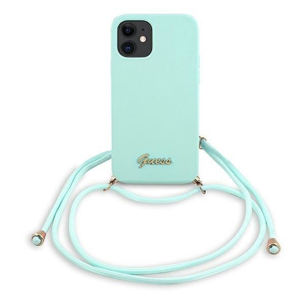 Калъф Guess Metal Logo Cord за iPhone 12 Mini Мента