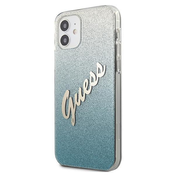 Калъф Guess Glitter Gradient Script за iPhone 12 Mini Син