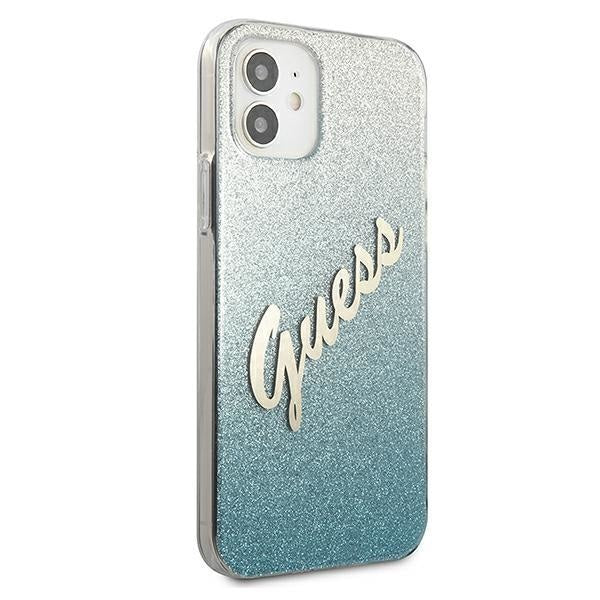 Калъф Guess Glitter Gradient Script за iPhone 12 Mini Син