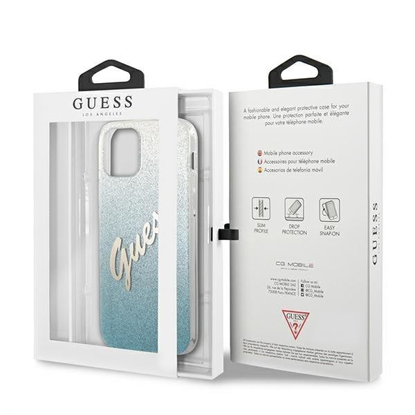 Калъф Guess Glitter Gradient Script за iPhone 12 Mini Син