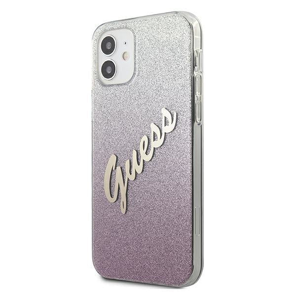 Калъф Guess Glitter Gradient Script за iPhone 12 Мini Розов