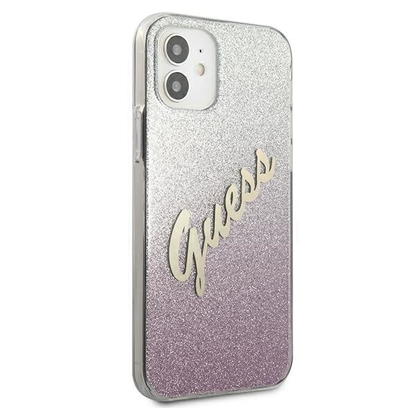 Калъф Guess Glitter Gradient Script за iPhone 12 Мini Розов