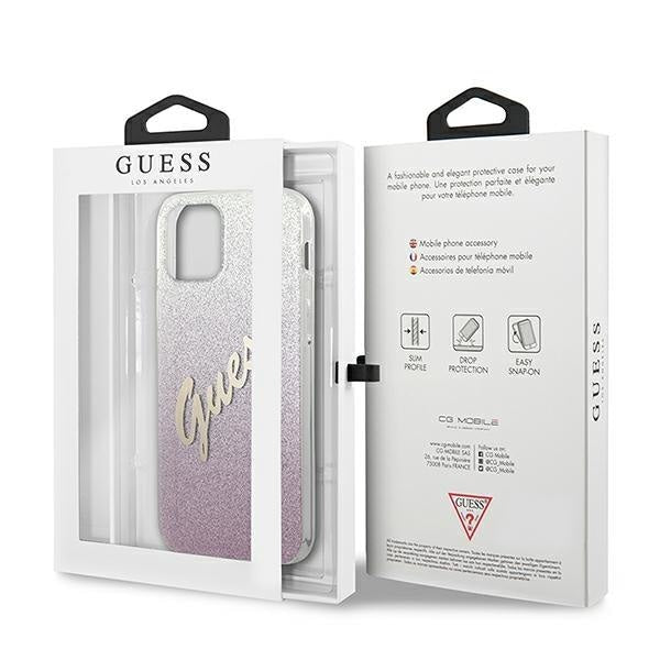 Калъф Guess Glitter Gradient Script за iPhone 12 Мini Розов