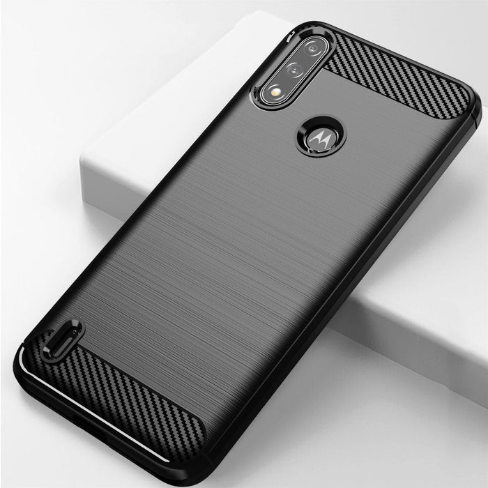 Carbon Case Гъвкав Кейс за Motorola Moto E7 Power black