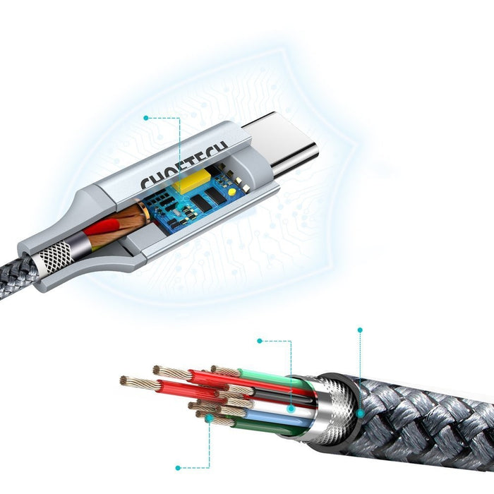 Кабел Choetech XCC1002 USB - C - PD 100W 1.8 м Сив