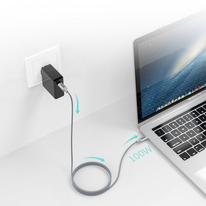 Кабел Choetech XCC1002 USB - C - PD 100W 1.8 м Сив