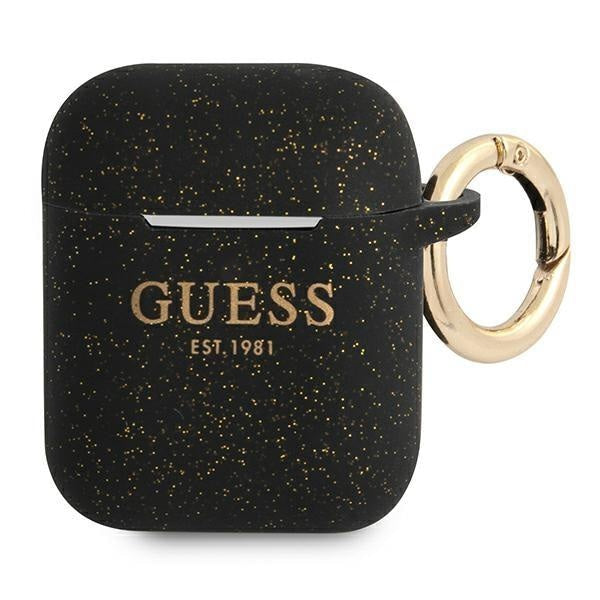 Кейс Guess GUA2SGGEK за AirPods 1/2 черен Silicone Glitter