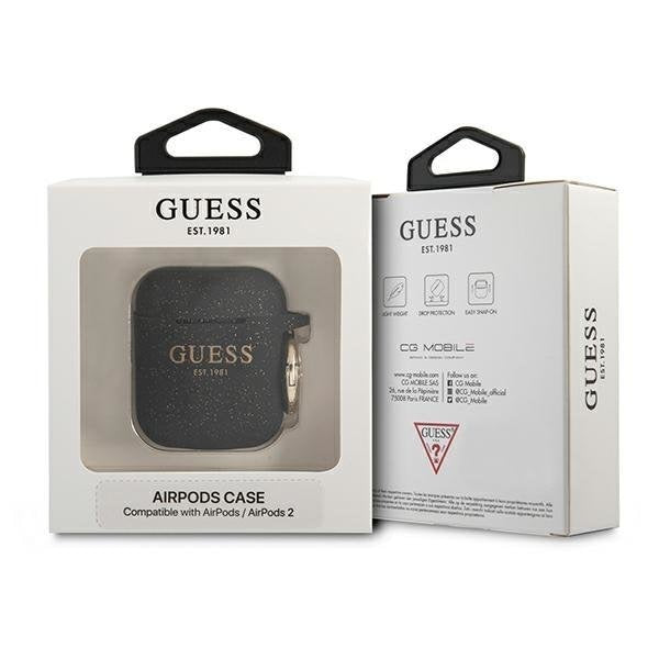 Кейс Guess GUA2SGGEK за AirPods 1/2 черен Silicone Glitter