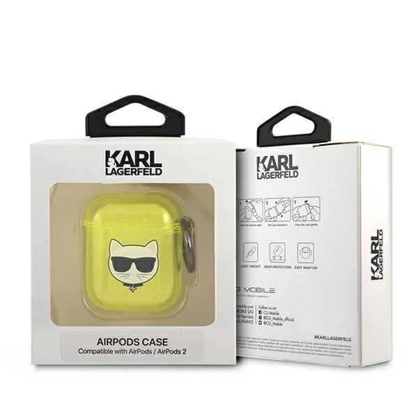 Кейс Karl Lagerfeld KLA2UCHFY за AirPods 1/2 жълт Choupette