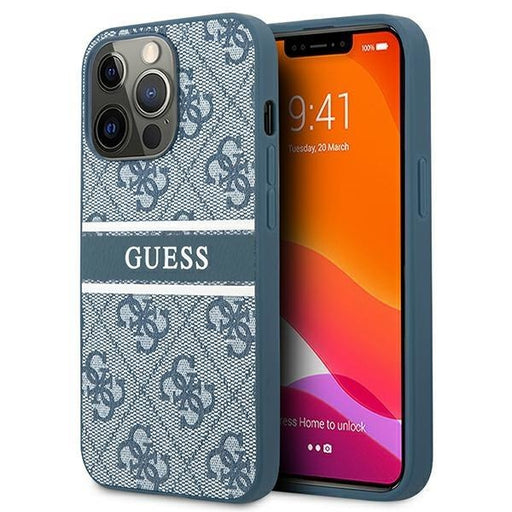 Калъф Guess 4G Printed Stripe за Apple iPhone 13 Pro Син