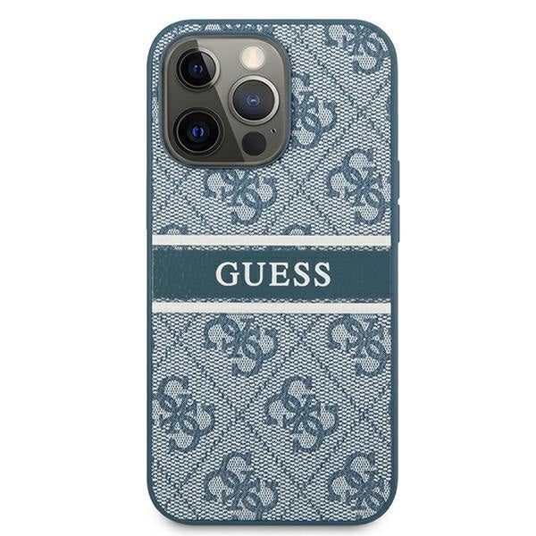 Калъф Guess 4G Printed Stripe за Apple iPhone 13 Pro Син