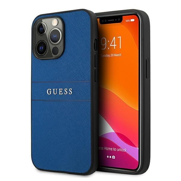 Калъф Guess PU Leather Saffiano за iPhone 13 Pro Син