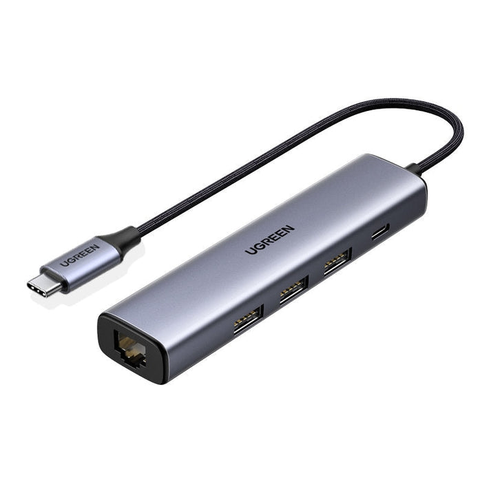 Хъб Ugreen CM475 USB - C към 3xUSB Ethernet RJ - 45 PD сив