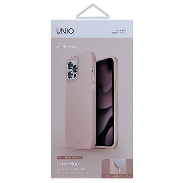 Калъф UNIQ Lino Hue за iPhone 13 Pro Max 6.7’ розов MagSafe