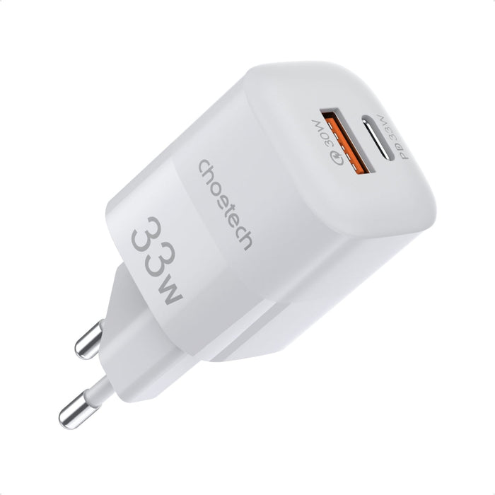 Мрежово зарядно Choetech PD5006 USB - C PD QC 33W бял