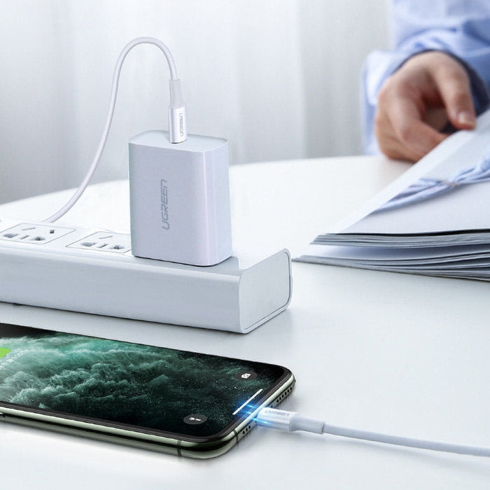 Кабел UGREEN US171 Mfi USB - C към Lightning 3A 0.5m бял