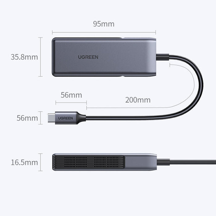 Хъб Ugreen CM312 USB - C към Ethernet RJ - 45 5 Gb/s черен