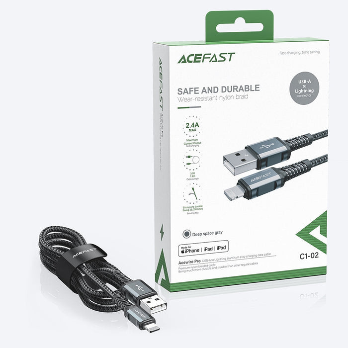 Кабел Acefast C1 - 02 MFI USB към Lightning 1.2 m 2.4A черен