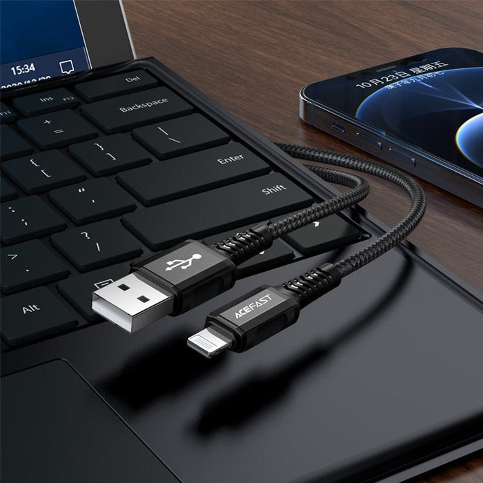 Кабел Acefast C1 - 02 MFI USB към Lightning 1.2 m 2.4A черен