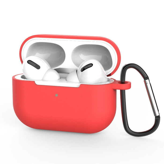 Силиконов кейс с карабинер за Apple AirPods Pro Червен