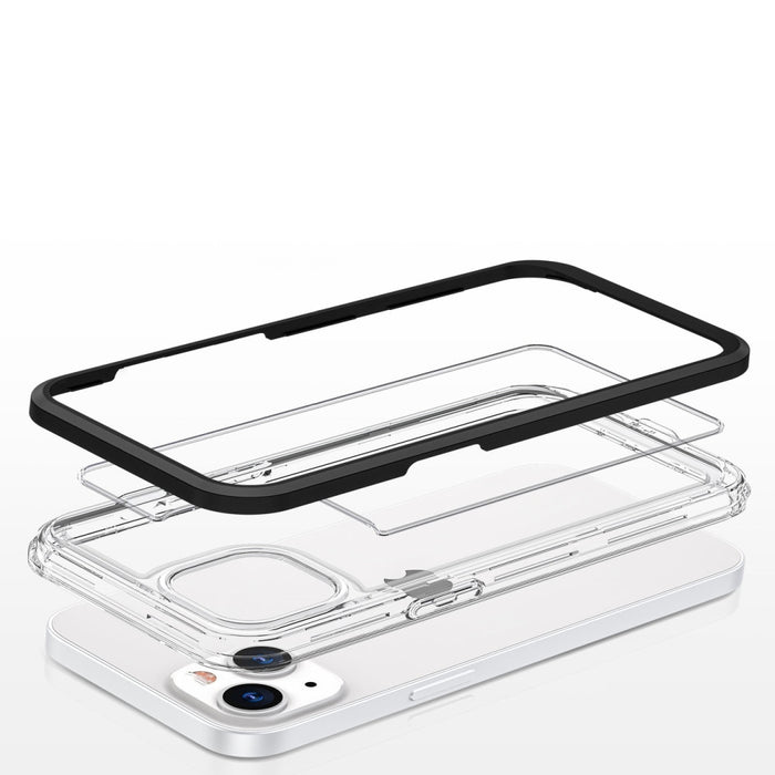 Прозрачен кейс 3в1 за iPhone 13 с гел рамка черен