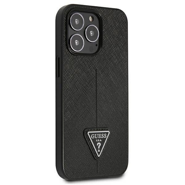 Гръб Guess PU Saffiano Triangle за iPhone 13 Pro Черен