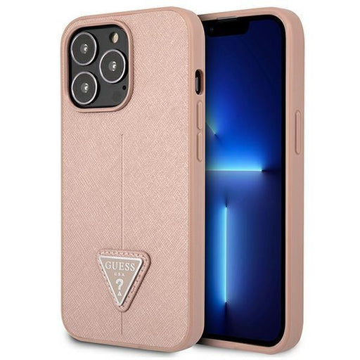 Гръб Guess PU Saffiano Triangle за iPhone 13 Pro Розов