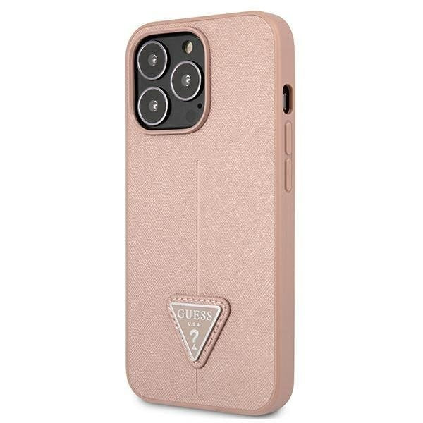 Гръб Guess PU Saffiano Triangle за iPhone 13 Pro Розов