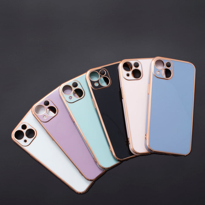 Кейс Lighting Color със златна рамка за iPhone 13 мента