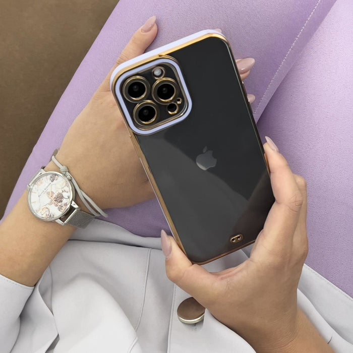 Дизайнерски кейс за iPhone 12 Gold с гел рамка златист