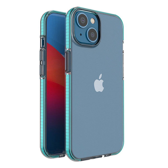 Кейс Spring Case за iPhone 14 със светлосиня рамка