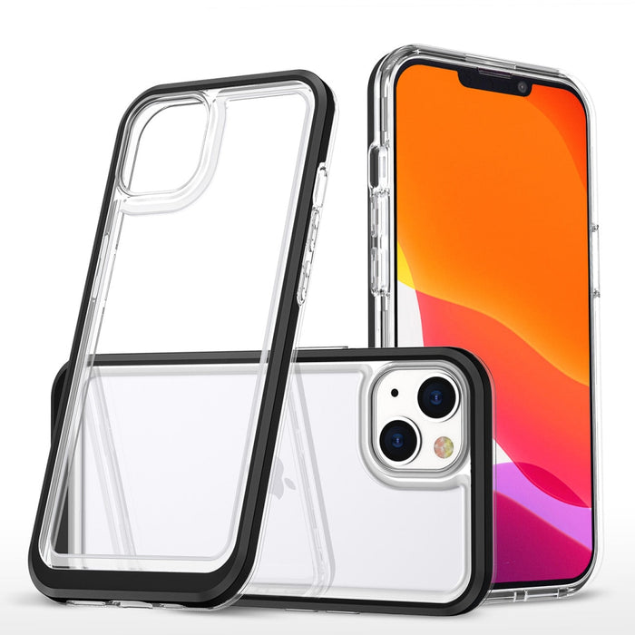 Кейс HQWear Clear 3in1 за iPhone 14 с черна рамка прозрачен