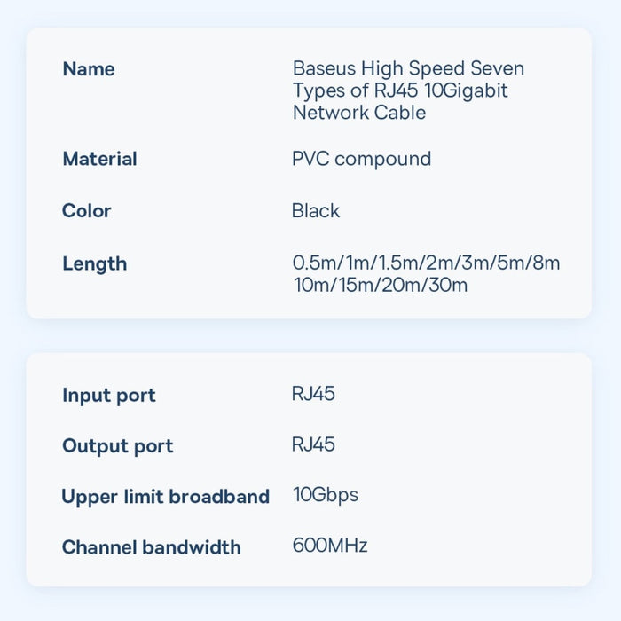 Мрежов кабел Baseus RJ45 2m Черен