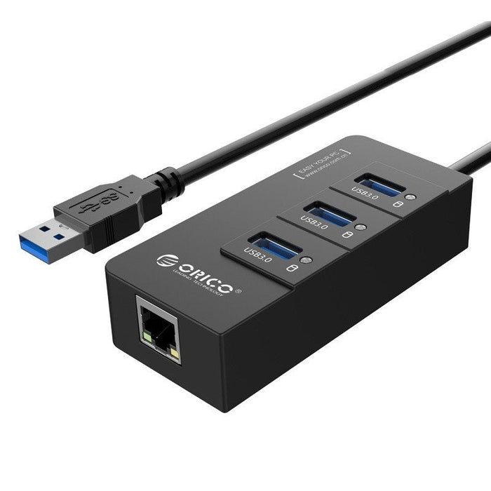 Хъб адаптер 4в1 Оrico 3xUSB 3.0+RJ45